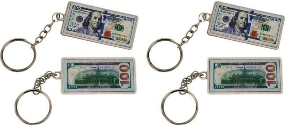 6285 Set of 12 Hundred Dollar Bill Keychain - USA Patriotic Souvenir Gift